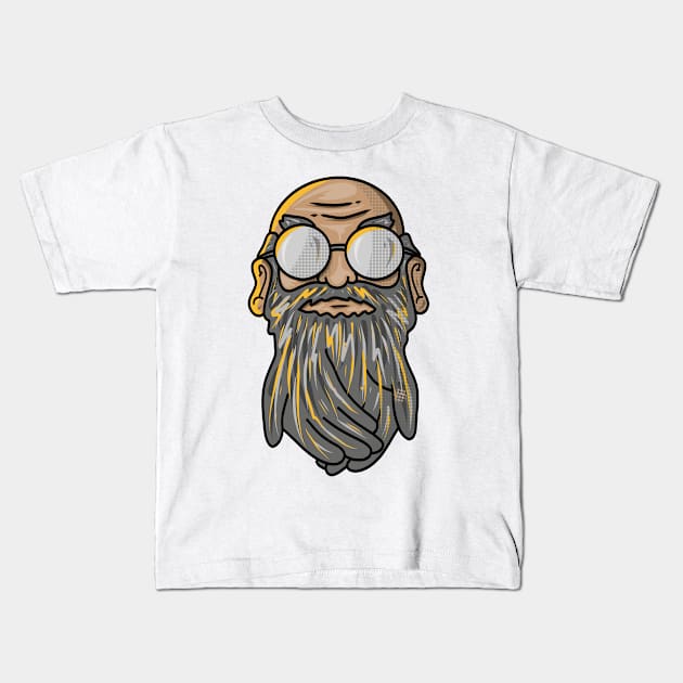 old man, beard shaped like a hand - cute illustration Kids T-Shirt by BAMBOE